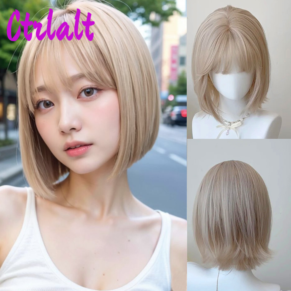 Pelucas de pelo Natural sintético en capas para mujer, color negro y marrón, ondulado, para uso diario, con flequillo de cortina, resistente al calor: #22