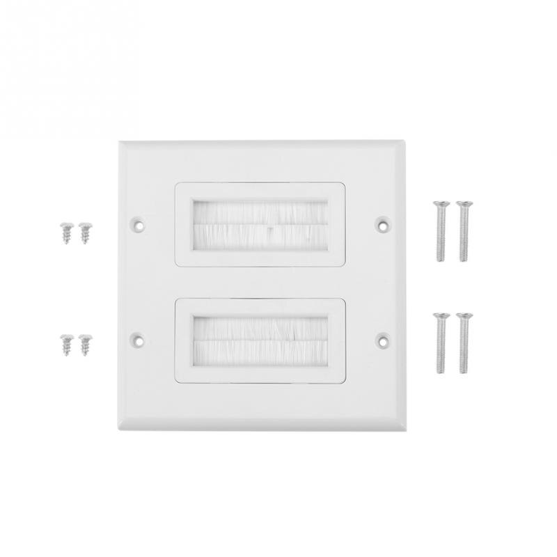 Placa de pared antipolvo para cepillos, Cable de montaje en pared, inserto de paso para cables de una sola banda, correa de acceso, enchufe de pared: 2