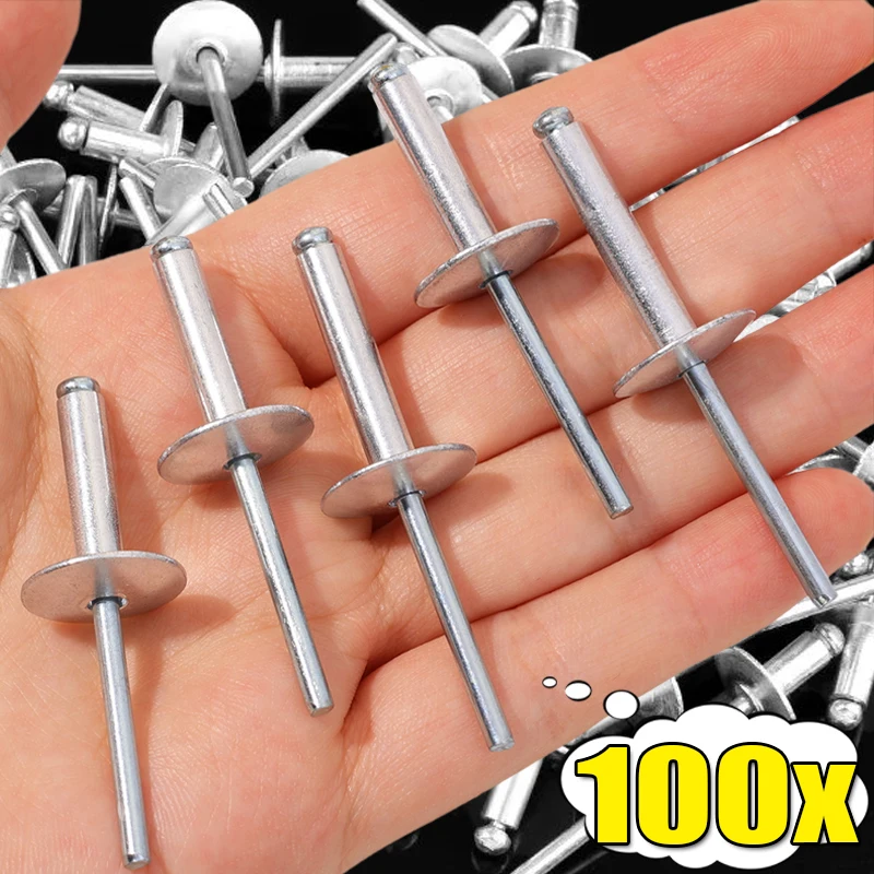 Remaches ciegos de brida grande, Kit surtido de remaches ciegos Pop de aluminio, clavos de tornillo, conducto, remache de barco, herrajes para el hogar, 100/20 piezas