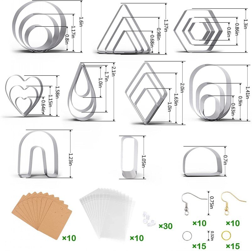 27/24pcs Clay Cutter Stainless Steel Polymer Clay Tool Pottery DIY Ceramic Craft Cutting Mold for Earring Jewelry Pendant Making: 124pcs set