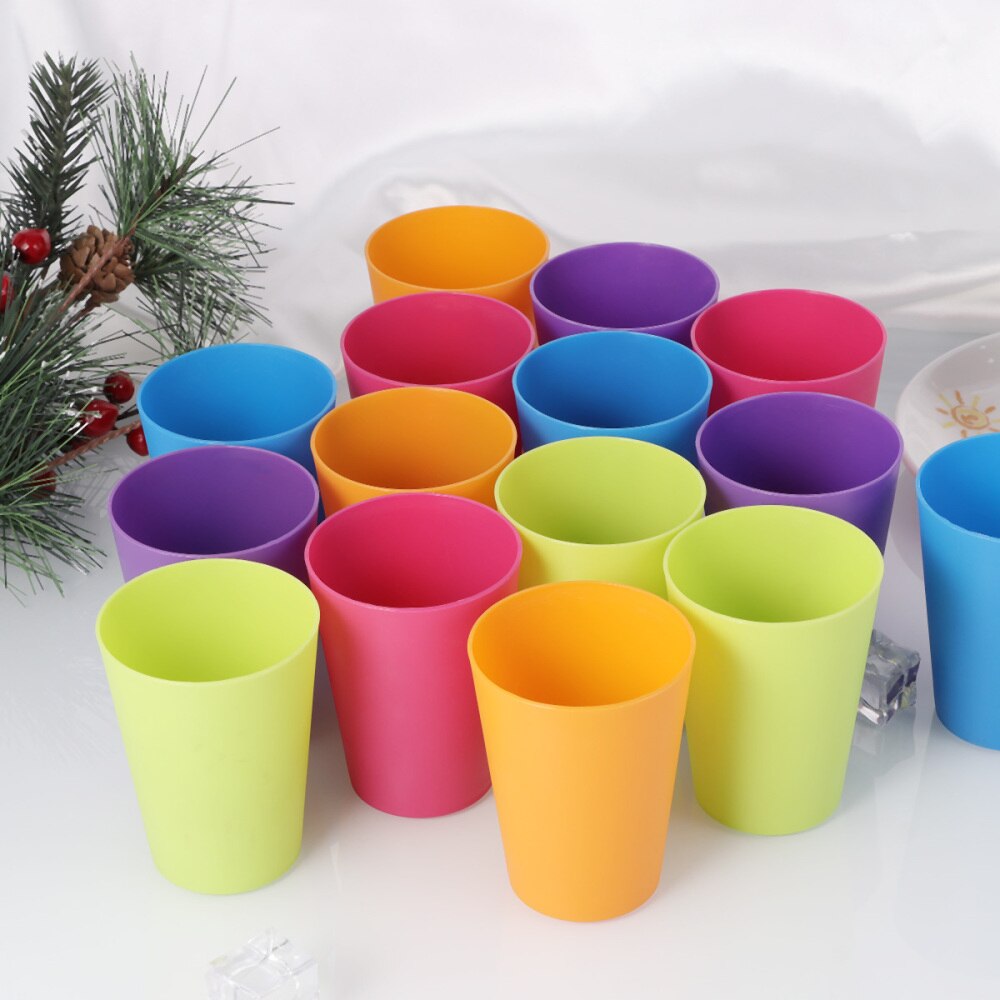 15pcs Colorful Plastic Cups Home Beverage Drinking Cup Reusable Party Tableware and Party Supplies 101-200ml (Random Col