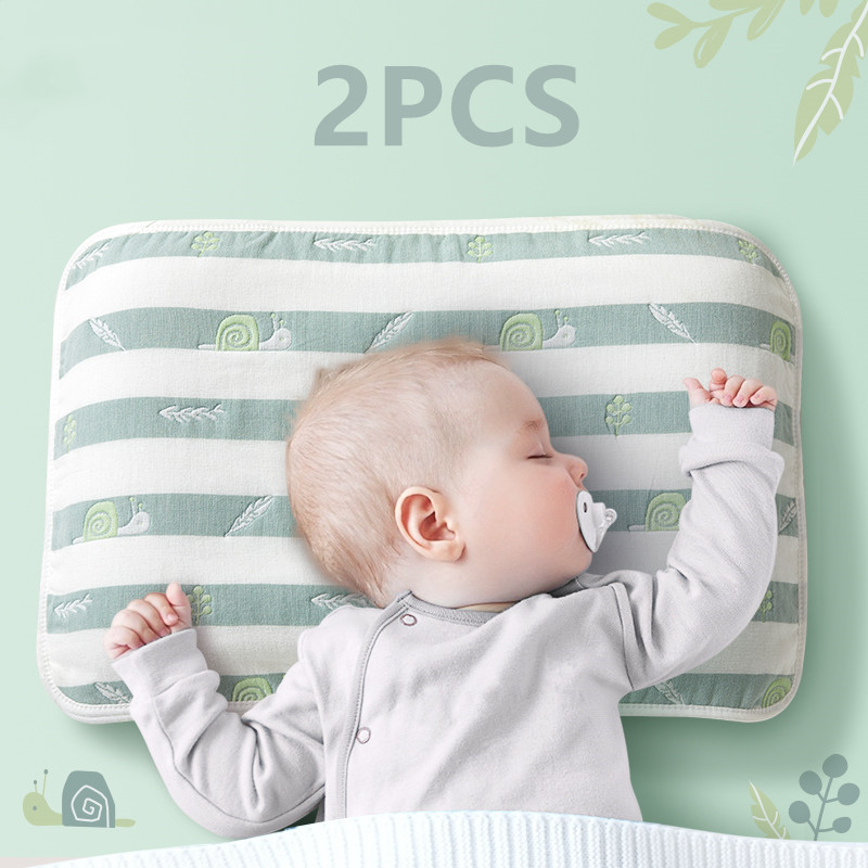 2 Stks/set Pasgeboren Baby Zachte 6-Layer Gaas Katoen Kussensloop Ademend Slapen Handdoek Cartoon Peuter Kussensloop 40*60 Cm