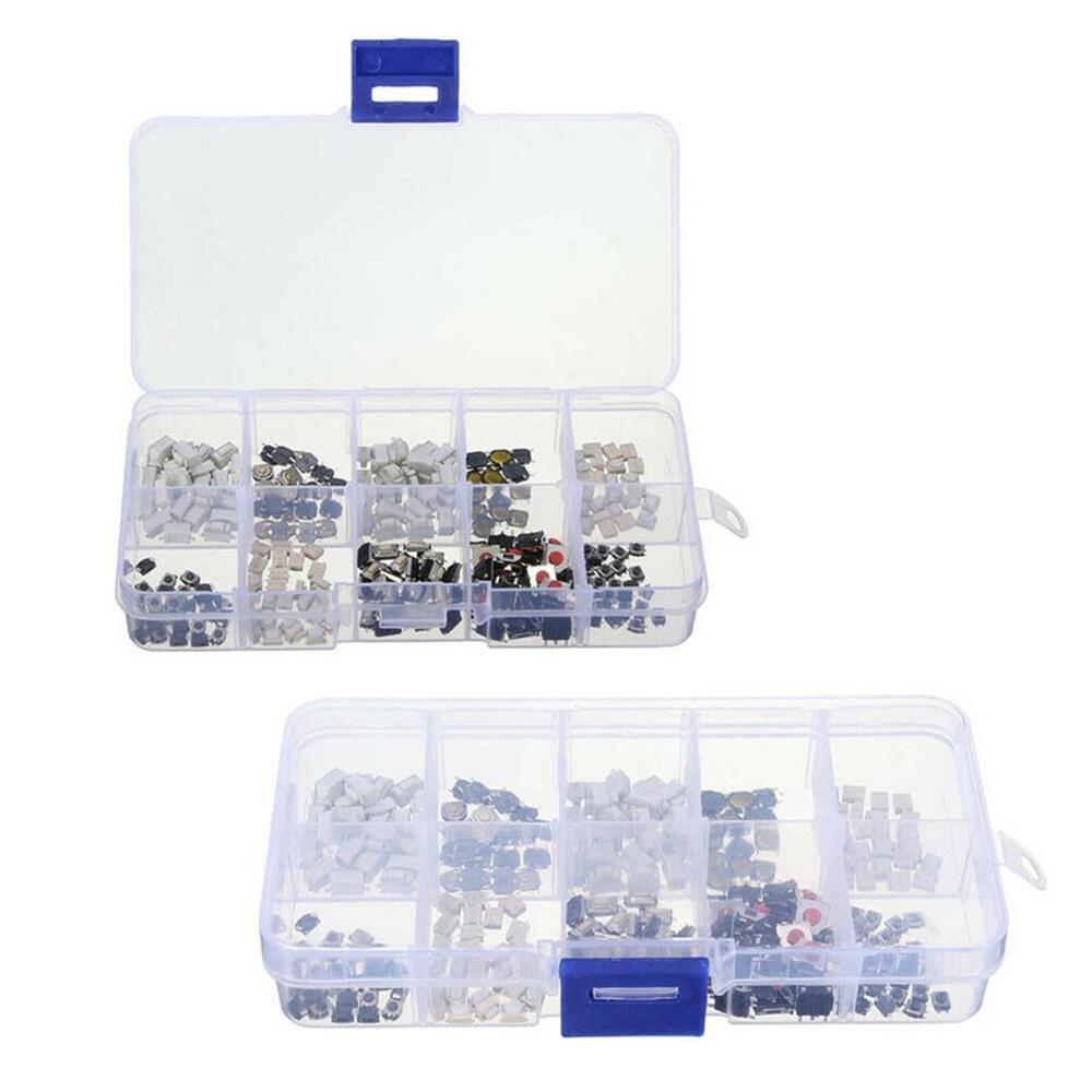 250 Stuks 10 Soorten Tactile Drukknop Auto Afstandsbediening Sleutel Knop Microschakelaar Tool Kit Momentary Tact Assortiment Kit