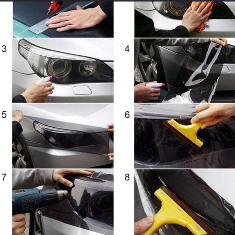 Universal Auto Headlight Protective Film Kit - UV Resistant Vinyl Wrap for Headlights & Taillights, Multi-Color Tint, Scratch