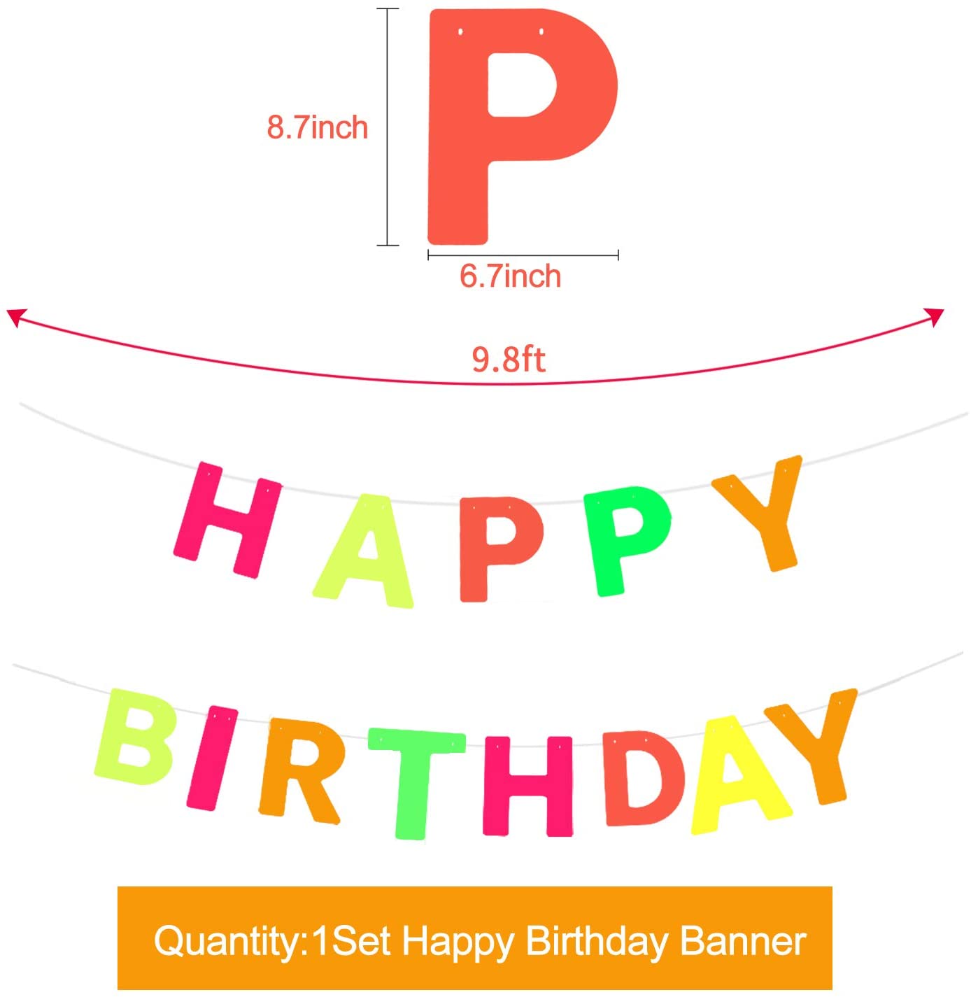 Neon Birthday Party Happy Birthday Fluorescent Party Banners Backdrop Curtain DIY Balloon Arch Neon Glow Birthday Party Decor