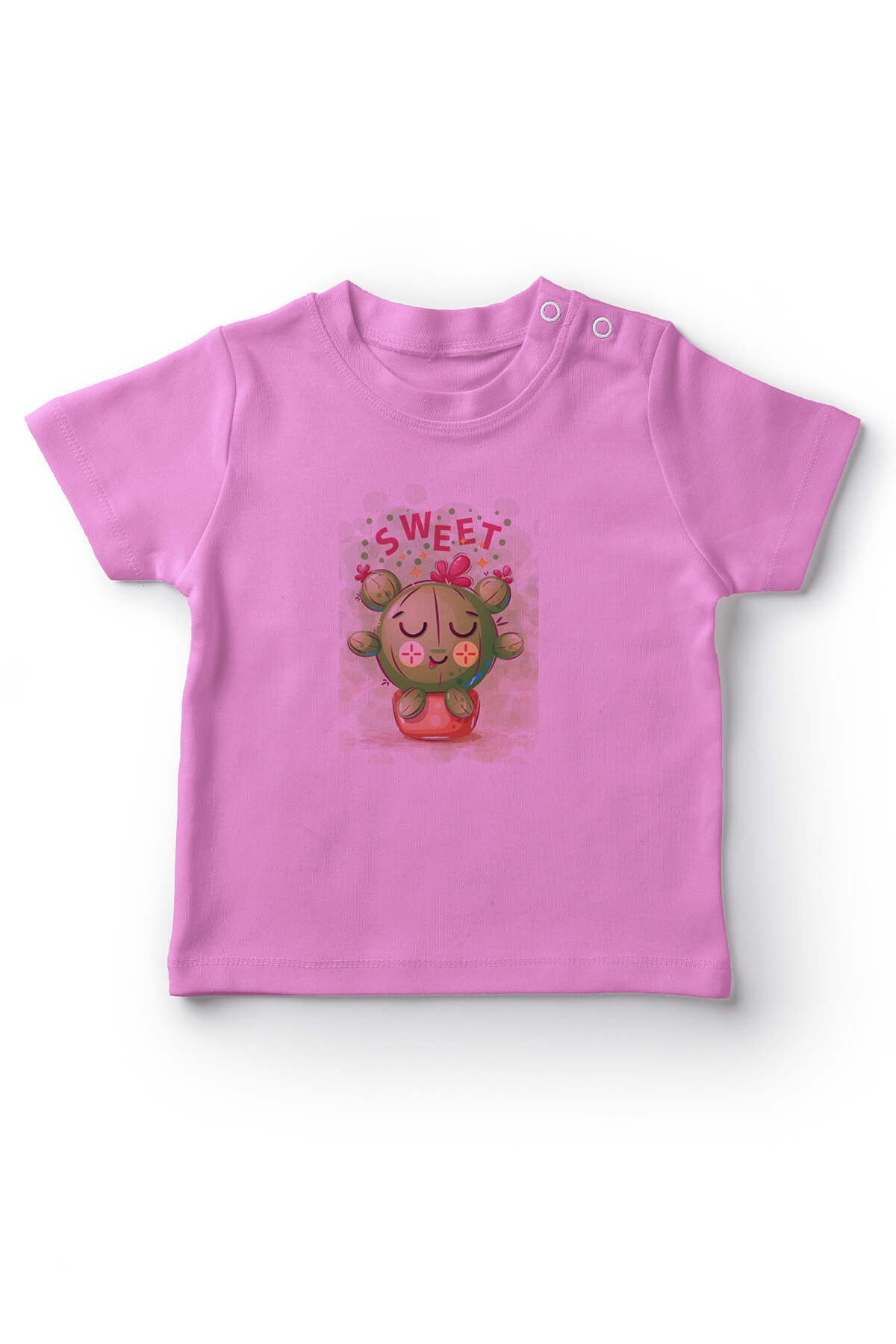 Angemiel Baby Süße Sitzen Kaktus Mädchen Baby T-Shirt Rosa