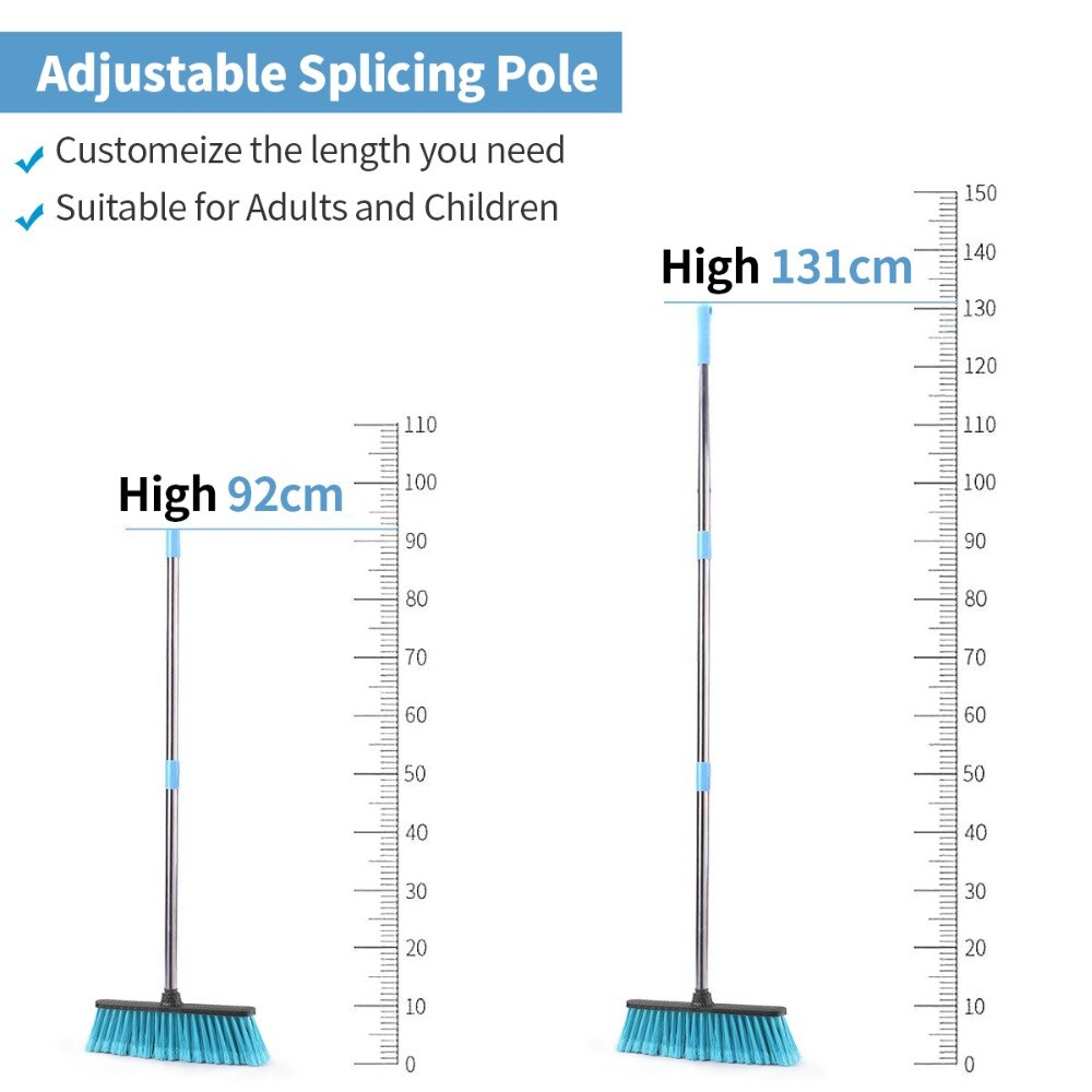 Adjustable Long Handle Floor Cleaning Broom with Plastic Brooms Scrubber for Cleaning Bathroom Courtyard Portable Tools broom