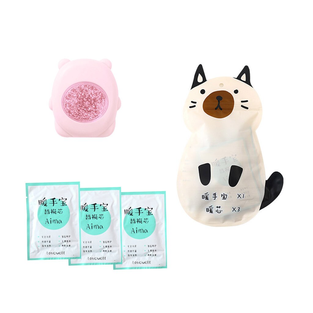 Zimowy ciepły artefakt ciepły kieszonkowy ogrzewacz dłoni ręczna powłoka samonagrzewający się mini przenośny śliczny ręczny ogrzewacz dłoni dla dzieci: różowy