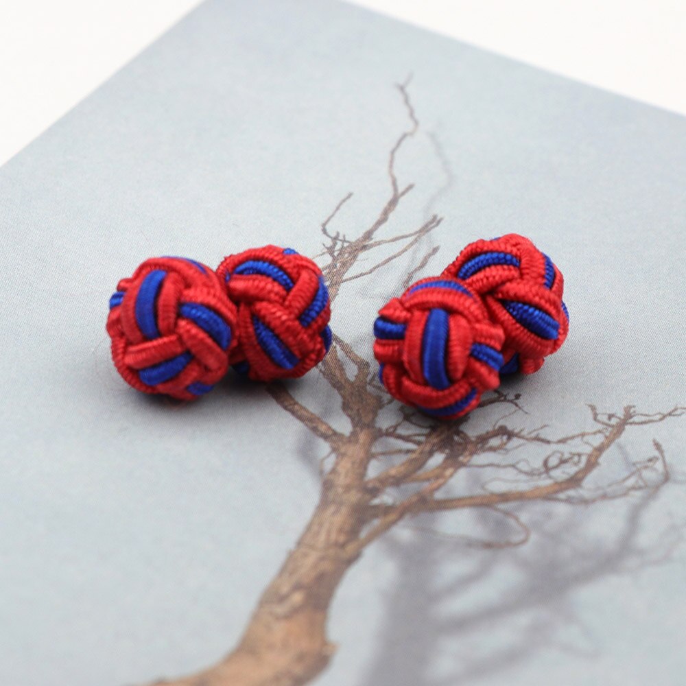 Novità nodi di Seta CufflinksMixed Tre Colori FAI DA TE Intrecciato Handmade Elastico Corda Doppia Sfera Gemelli Per Gli Uomini Regalo NO.1-20: 4