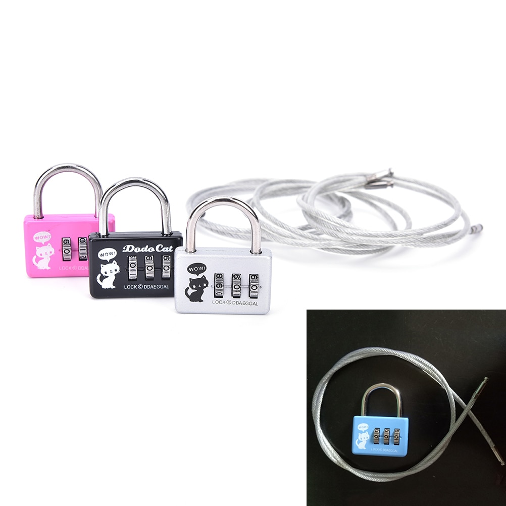One Piece 3-Digit Combination Number Lock Travel Luggage Suitcase Handbag Padlock Security Code Lock Random Color