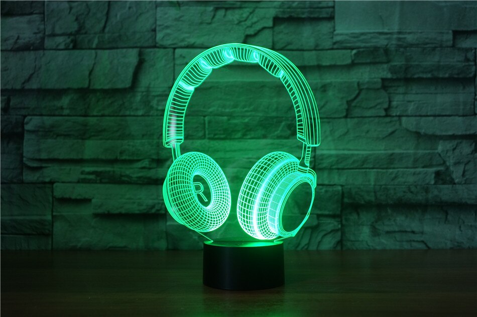 3D DJ Hoofdtelefoon Illlusion Lamp Studio Monitor Headset hifi Muziek Oortelefoon 3d Nachtlampje Kleur slaapkamer Tafellamp Home decor led