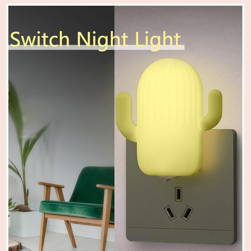 Mini Cactus Led Night Light Eu Plug Ster Licht Sensor Controle Kinderen Speelgoed Slaapkamer Bedlampje Met Baby Sleep Toy voor Kinderen
