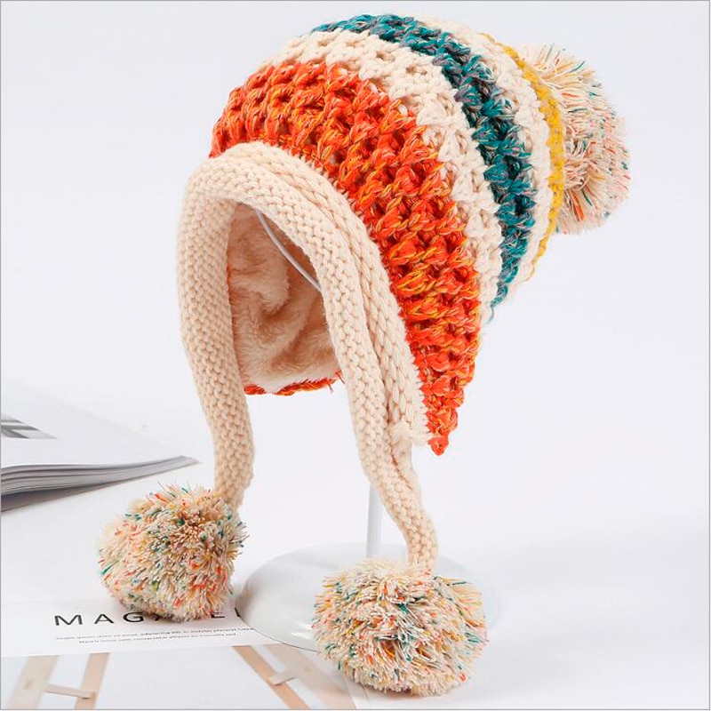Vinter huer kvinder strik hue vinter huer til kvinder damer piger kasketter balaclava pompon motorhjelm varm skullies hue hue