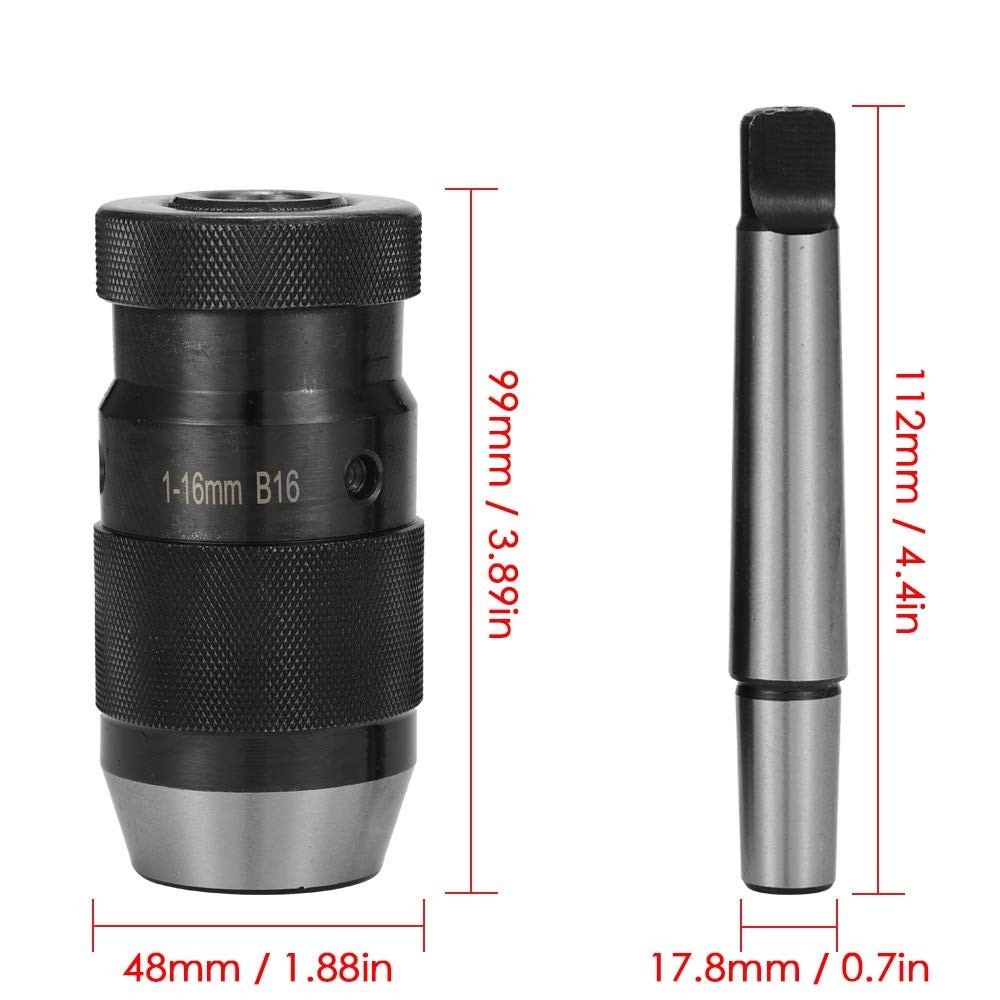 Mandril de taladro sin llave autoapretado, mango Morse de 1-16mm, MT3, B18, MT4, B18, Portabrocas de mano ligero