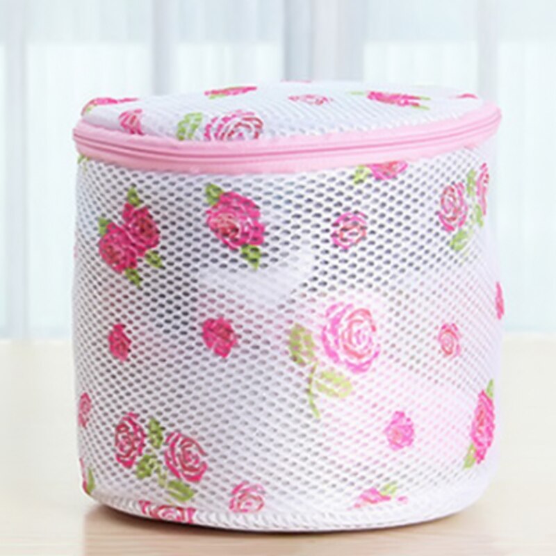 Folding Floral Laundry Net Mesh Bag Organizer Underwear Bra Washing Machine Aid Basket Zipped Wash Hamper Bag Organizer: Default Title