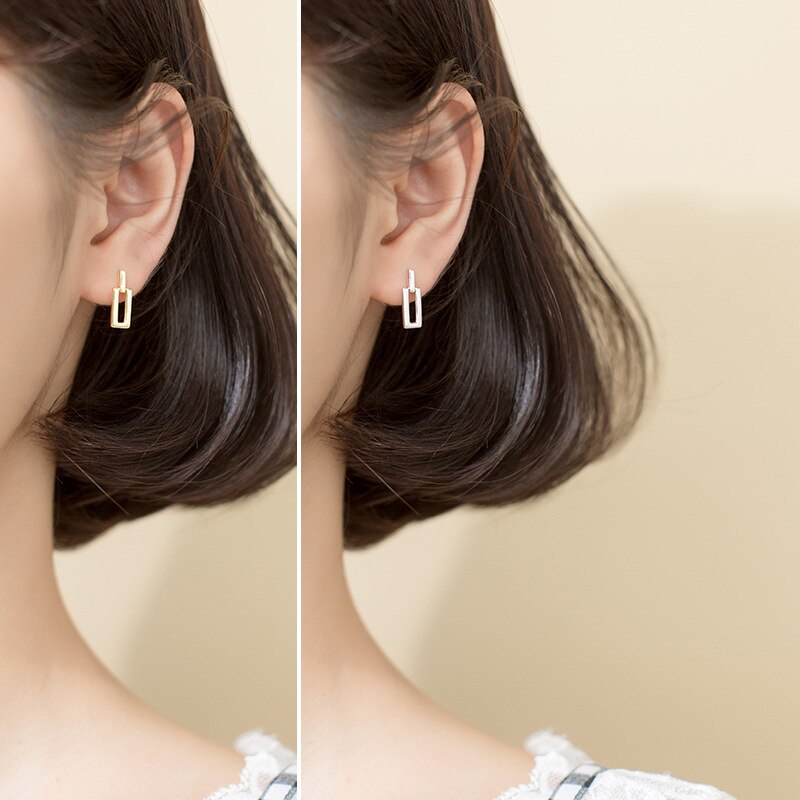 La Monada 925 Sterling Silver Stud Earrings For Women Silver 925 Rectangle Fine Women Earrings Jewelry Stud Earrings Geometry