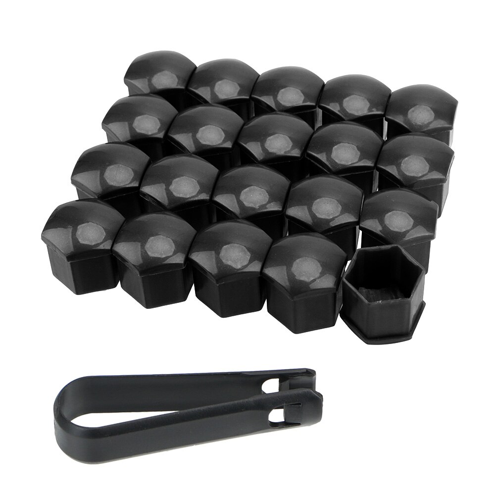 20 delar 17mm skydd täcker lock bil hjul mutter lock auto nav skruv lock anti-rost bildäck mutter bult auto reservdelar: Svart