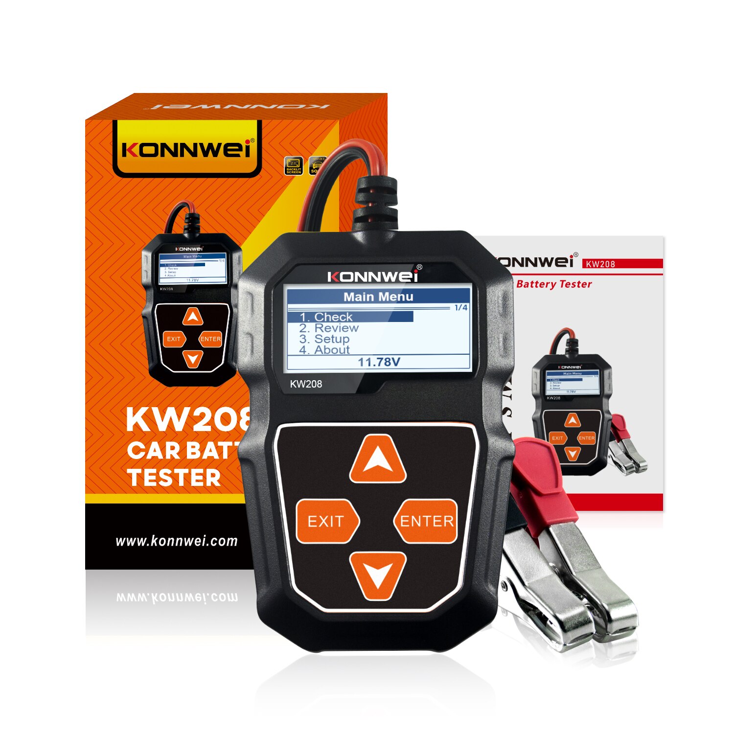 KONNWEI KW208 Car Battery Tester 12V 100-2000CCA Cranking Charging Circut Tester Battery Analyzer 12 Volts Battery Tools For Car: Default Title