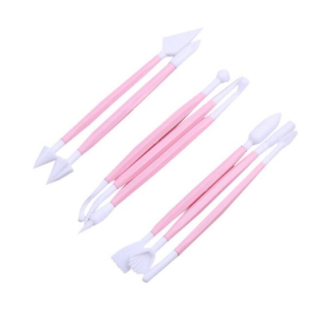 Outil artisanal de cuisson en plastique, bricolage, 8 sucrier artisanat Fondant gâteau sculpture de pâtisserie, coupe chocolat décoration fleur en forme d&#39;argile: Pink