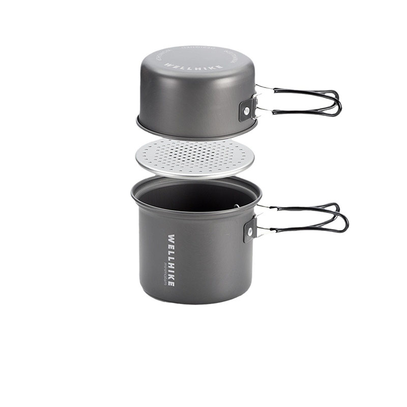 WELLHIKE Portable Ultralight Camping Set Pot 1 Person Foldable Backpack Cooking Set Outdoor Hiking Picnic Camping Tableware