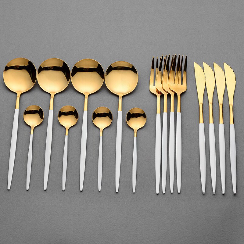 16Pcs Servies Rvs Bestek Moderne Gouden Bestek Set Vork En Mes Set Regenboog Bestek Voor Restaurants Servies