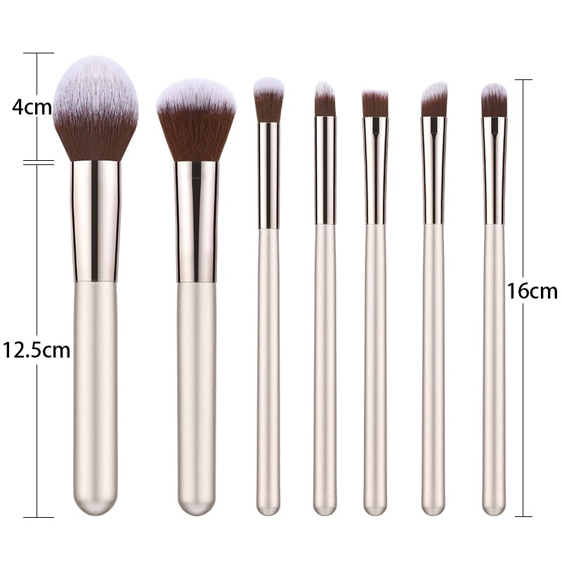 7 st sminkborstar set champagne guld foundation borste ögonskugga puder make up borste pincel maquiagem kosmetiska verktyg borstar
