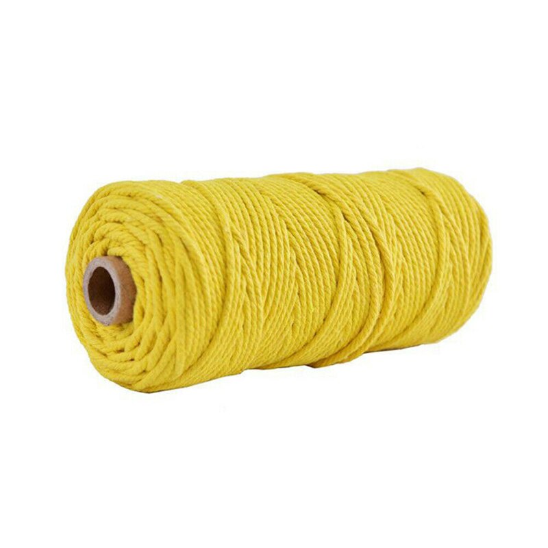 2mm*100m makrame rep bomull tvinnad sladd färgglad hantverkssnöretråd diy hemtextil sladd för fest bröllopsdekoration: Gul