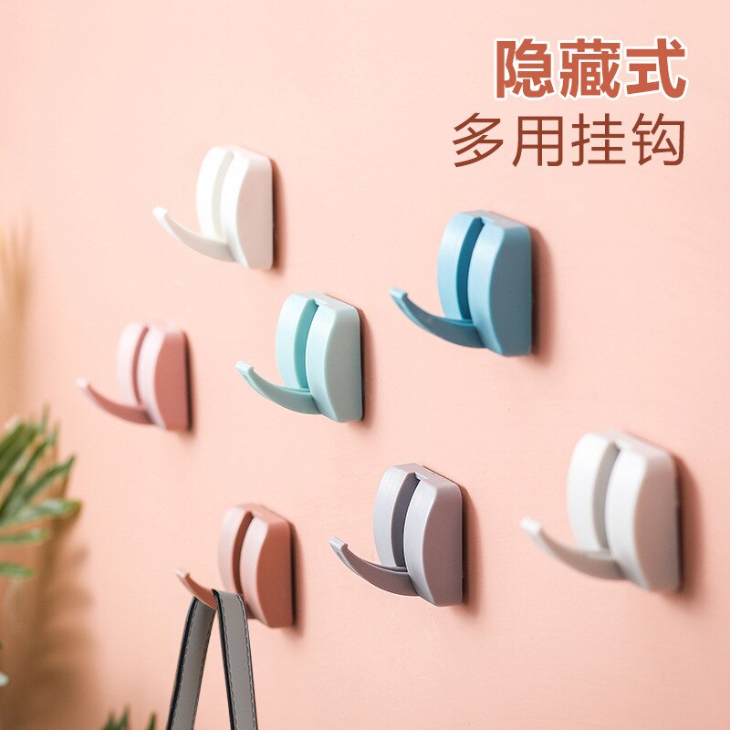 candy color hidden hook, strong non mark adhesive hook, no hole, load-bearing and nail free hook on domestic wall