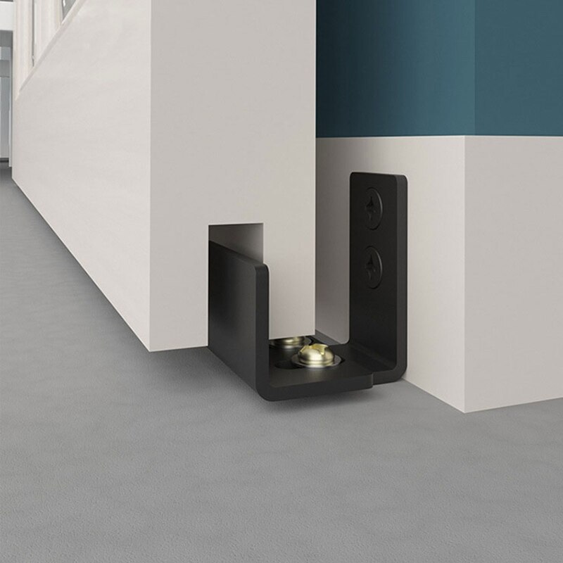 Guías de suelo para puerta corredera, guía de puerta de armario negra, guía de pista inferior montada en el suelo para puertas correderas, fácil de instalar, A9LB