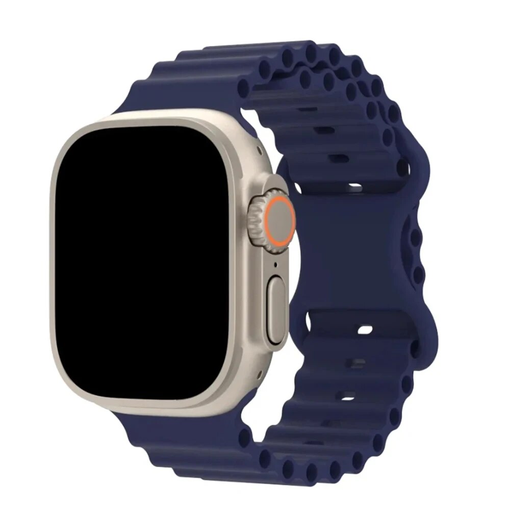Armband för apple watch ultra band 49mm ultra 1 ultra 2 49mm ocean belt sport silikonarmband corrrea för iwatch-serien ultra 49: Djupblå