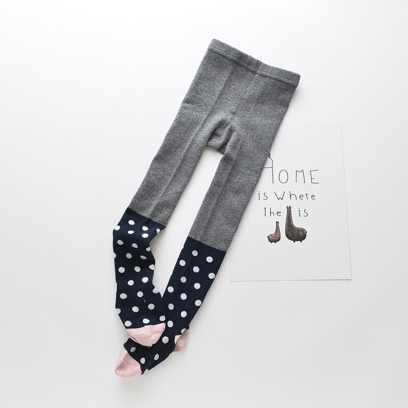 Meisjes panty's herfst schattig kawaii cartoon kat stippen patchwork zachte katoen warme hoge taille panty winter voor kinderen 2-9y: 02 / Xl