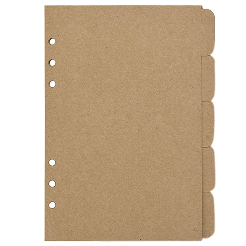 3 Sets Kraftpapier Divider Index Pagina Tab Kaarten Voor 6-Gaten Ring Bindmiddelen Notebooks Travel Diary Journal Planner (A5)