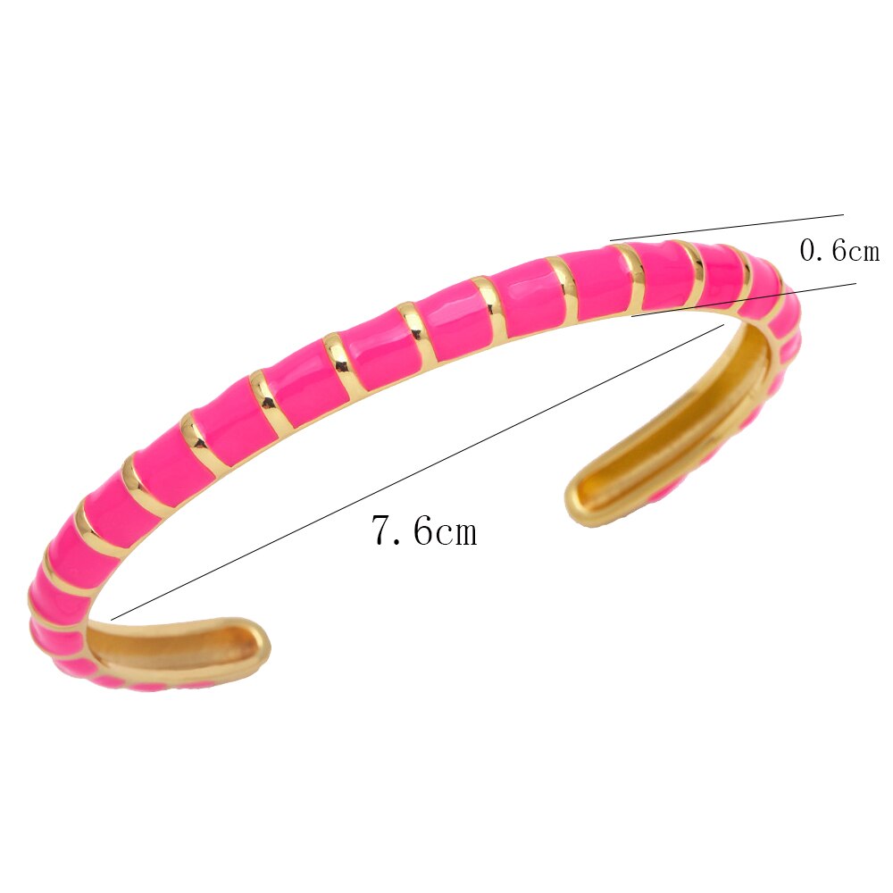 Y2K Mode Streep Emaille Manchet Armbanden Koperen Armband Armband 2022 Sieraden Voor Vrouwen Meisje Beach Party