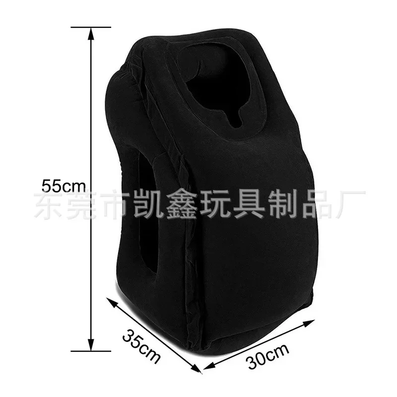 Uppblåsbar resesovsäck bärbar kudde nackkudde för män kvinnor utomhus flygplan flyg tåg sova lätt: Blå