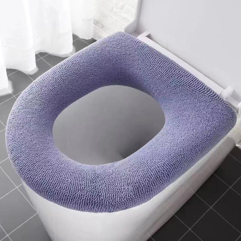 Winter Warm Toilet Seat Cover Closestool Mat Washable WC Bathroom Accessories Knitting Pure Color Soft O-shape Pad Bidet Cover: E