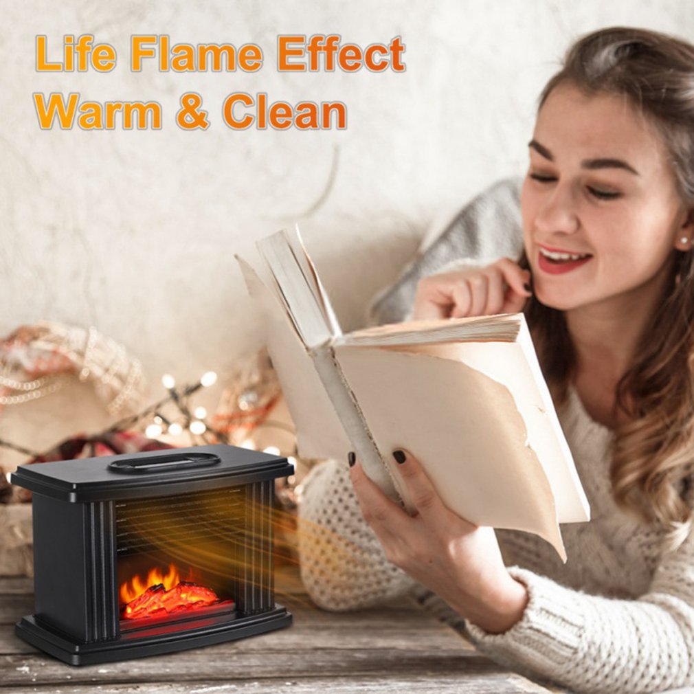 1000W Desktop Mini Electric Fireplace Heater Electric Heater Warm Air Heater Desk Table Heater for Home Office