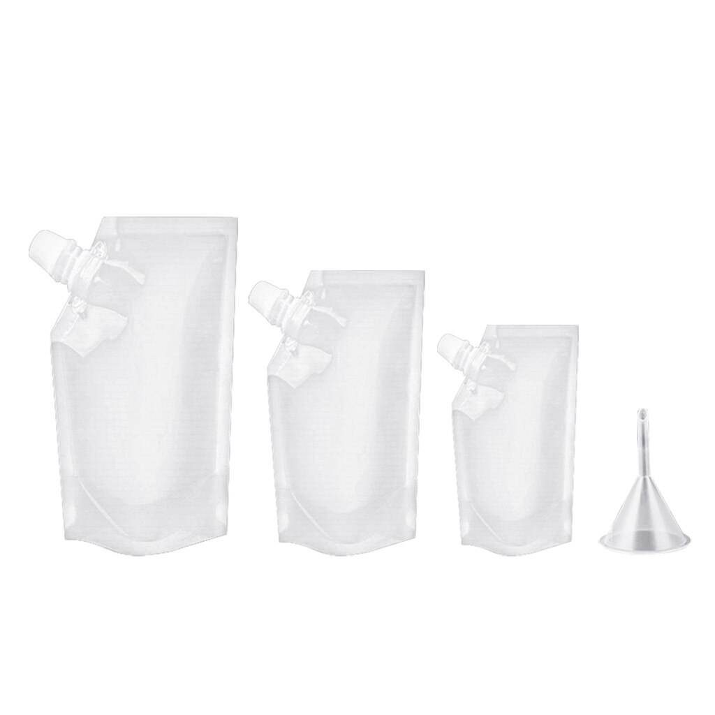 3pcs Plastic Pocket Flask Fresh Bag Flowing Food Cruise Drink Outdoor Useful Transparent Camping Supplies Food Bag Rum Wine: Default Title