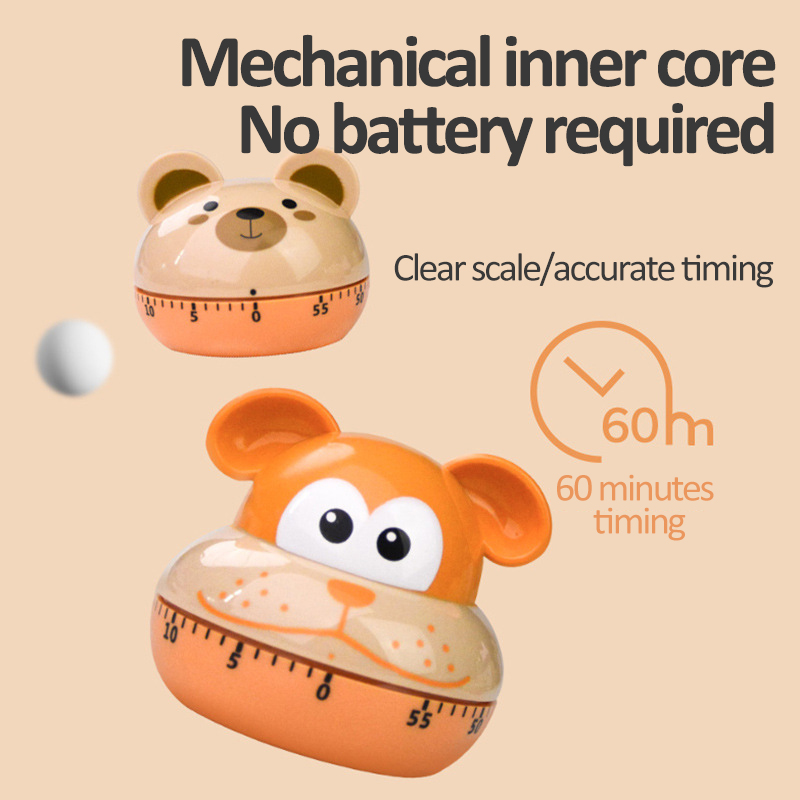 Mechanical Kitchen Timer with Cartoon Animal Pattern, Cooking Alarm Clock, Stimulating Countdown Timer, Conference Room Timer