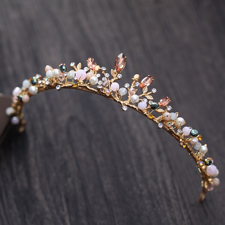 Conjunto de joias nupcial de ouro barroco, acessório de cabelo, para casamento, conjunto de colares, diadema de strass