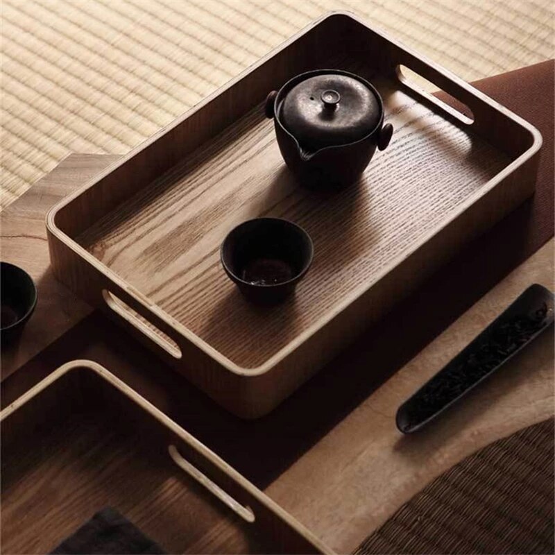 Hotel Restaurant Kitchen Wooden Tea Coffee Tray Dinner Food Fruit Storage Holder Outdoor BBQ Dishes Plates