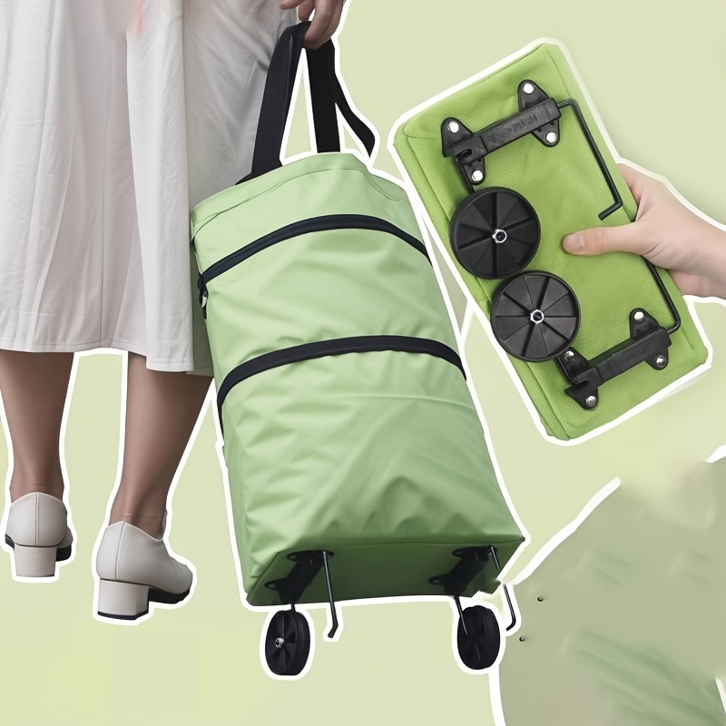 Foldable Shopping Bag with Wheels Trolley Basket Small Pull Cart Home Utility Retractable Tug Supermarket Grocery Shopping Cart