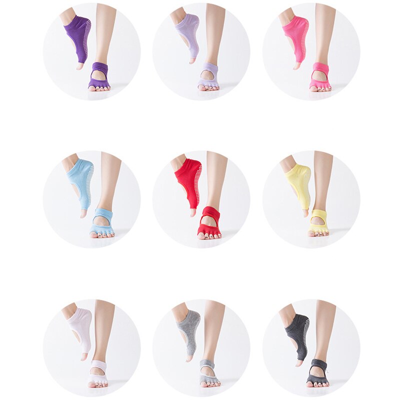 GIMSLOADS Yoga Socks Woman Yoga Grip Socks Non Slip Fingerless Socks Open Back Gym Toeless Socks Yoga Shoes Socks