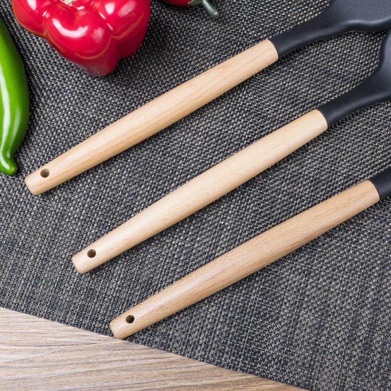 Kitchen Utensils Organic silicone cooking tool multifunctional kitchen tool portable and practical heat-resistant eight-piece