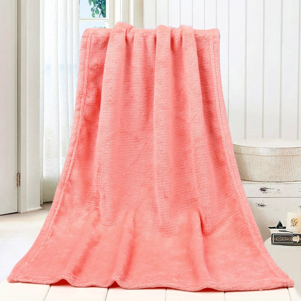 45*65CM Solid Soft Throw Kids Blanket Warm Coral Plaid Blankets Flannel Nordic Sofa Bed Living Room Blanket Decorative: Beige