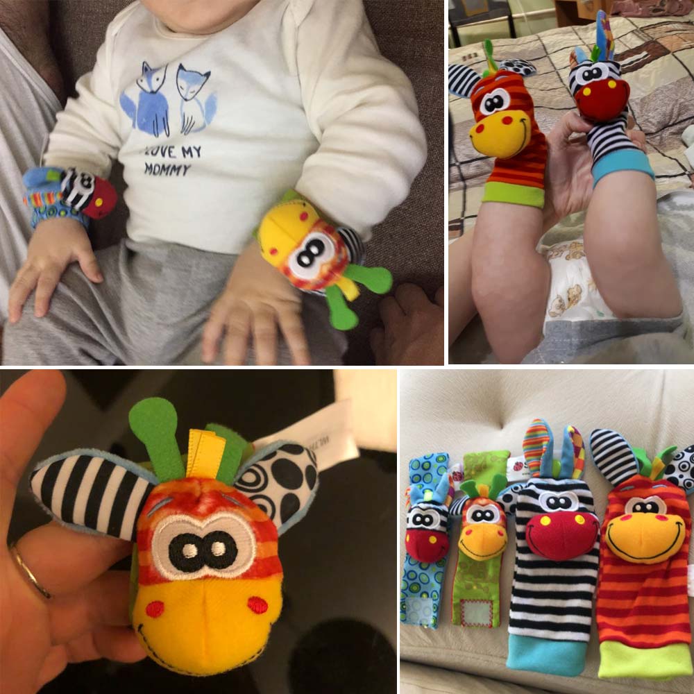 Children's Socks Cartoon Baby Toy Wrist Strap Socks Animal Plush Rattles Children's Toys Newborn Foot Finder Sock Newborn Rattle