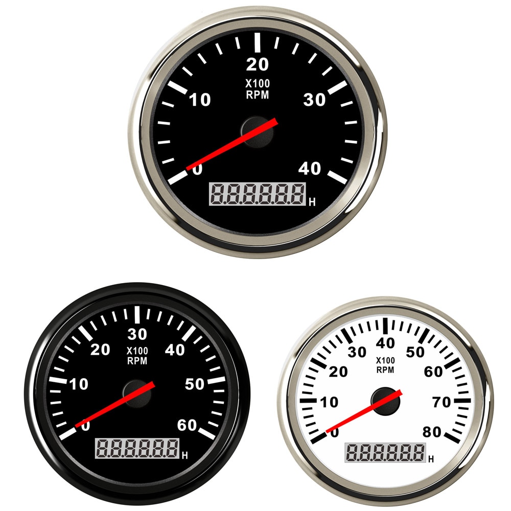 85mm Marine Auto Tacho Meter 4000 /6000/ 8000 RPM Tachometer-lehre 12V/24V Tachometer mit LCD betriebsstundenzähler