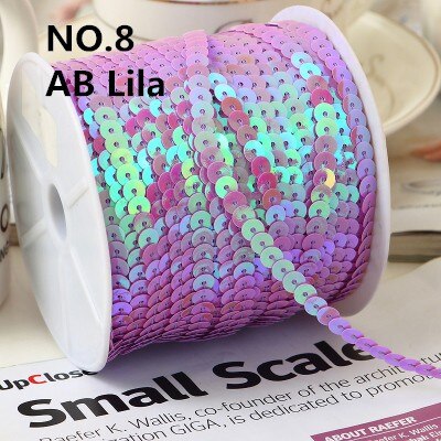 100Yard 6Mm Ab Plating Kleur Spangle Pailletten Lint Op Trim, platte Ronde Sequin Naaien Pailetten String In Roll Voor Wedding Craft: AB LIGHT PURPLE