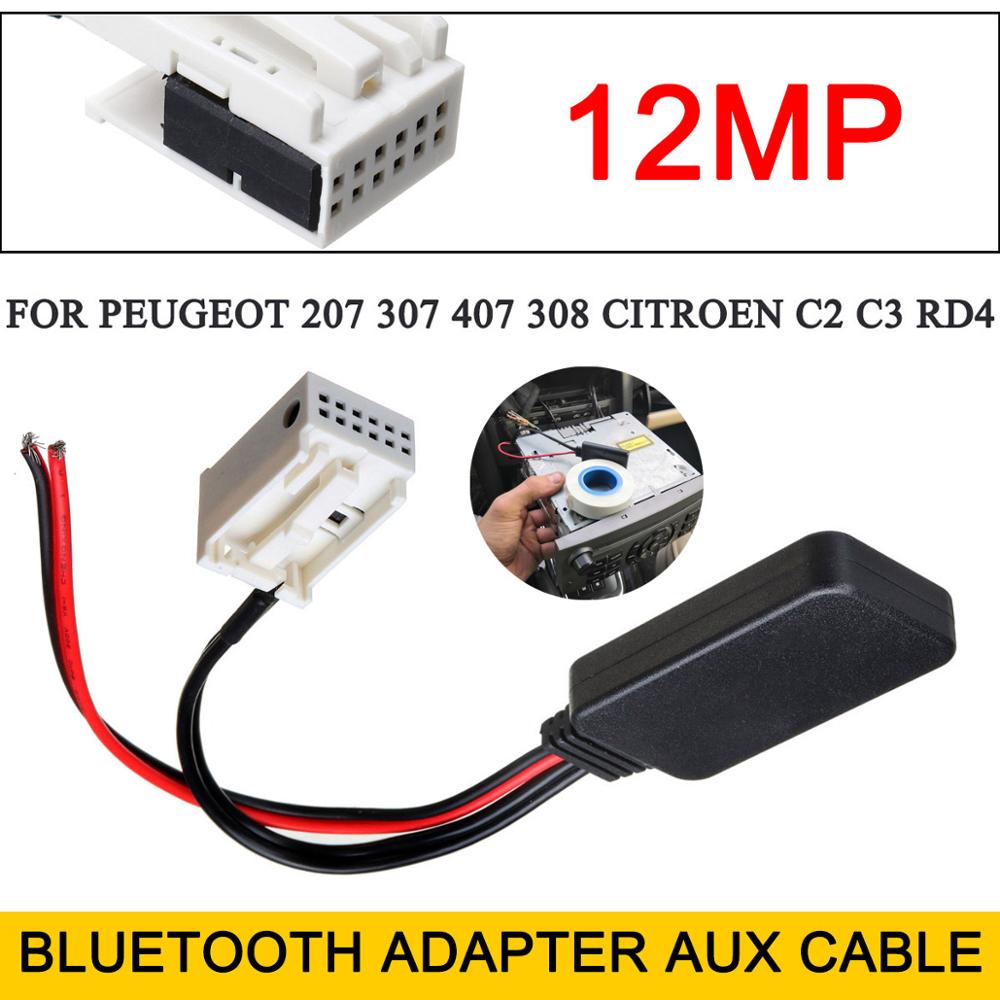 12- pin bluetooth-modul trådløs radio stereo aux-in aux-kabeladapter til peugeot 207 307 407 308 til citroen  c2 c3 rd4