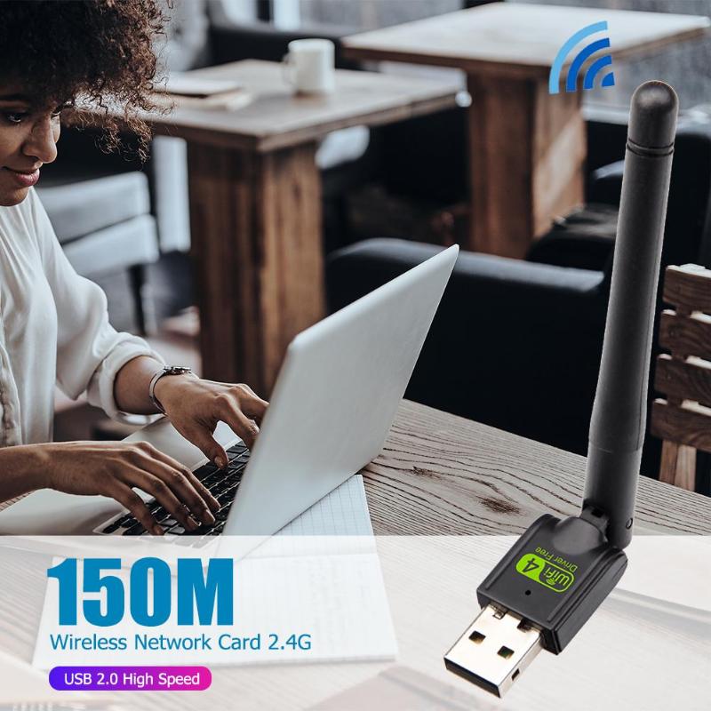 2.4g netwerkkaart lan usb wifi-adapter 150 mbps 5 dbi wifi-dongle ethernetontvanger met antenne gratis driver geschikt voor desktop-pc
