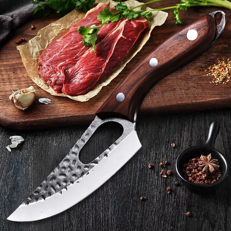 Hand Forged Boning Knife with Sheath Chef Knife Kitchen Knives Sharpener High Carbon Steel Cleaver Knife Multipurpose Knives